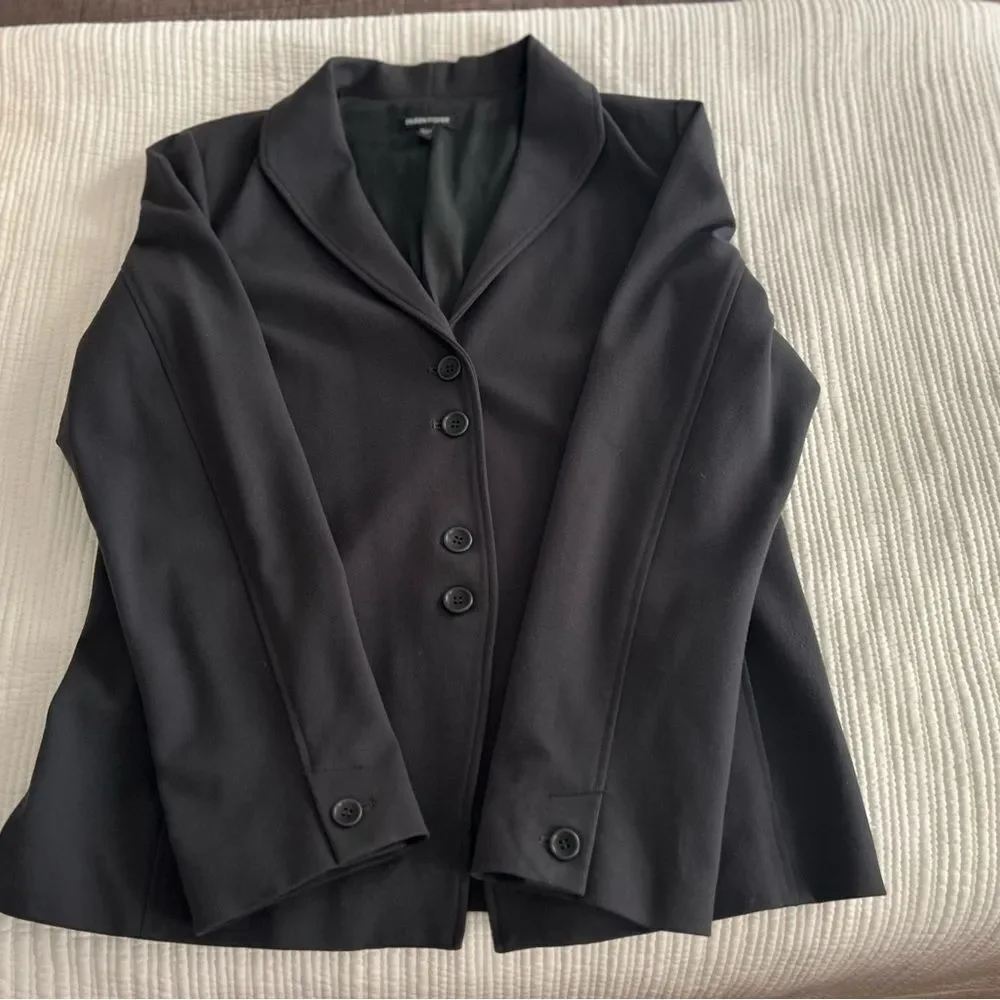 Eileen Fisher System Women’s Charcoal Gray Button Blazer Silk Lining Size Large - Picture 7 of 12